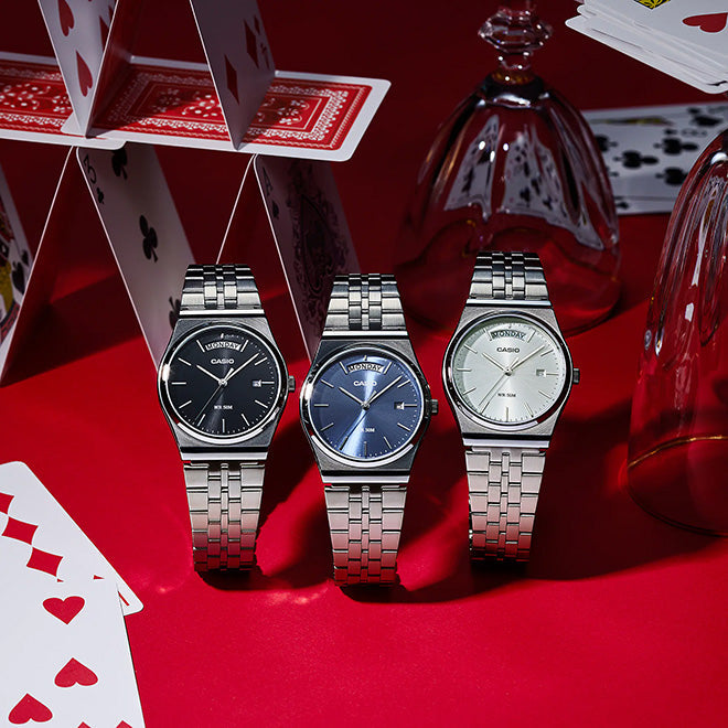 Casio Vintage Day Date Unisex Blue Silver Watch