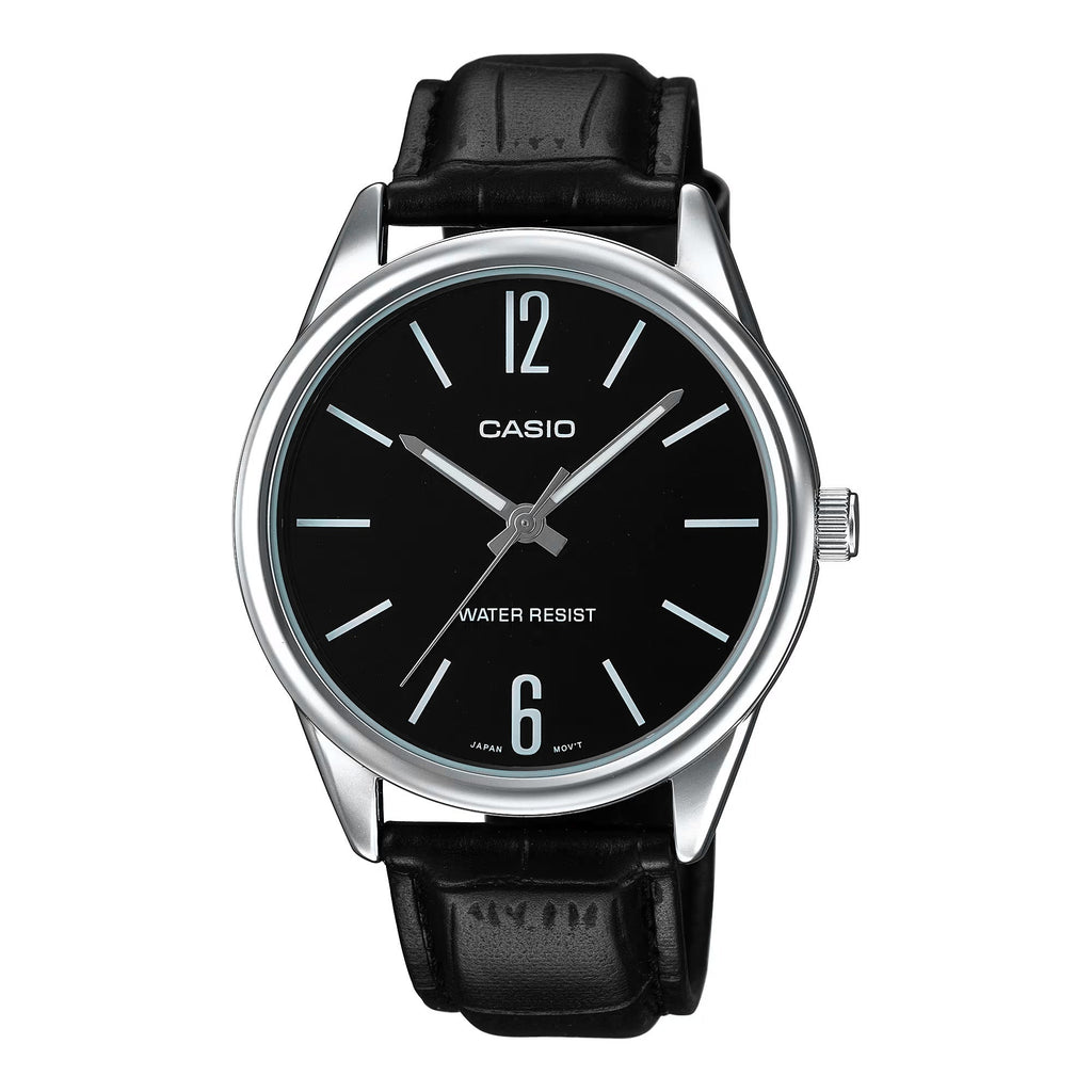 Casio Classic Men's Black Leather Analogue Watch