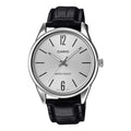 Casio Classic Men's Black Leather Analogue Silver Watch
