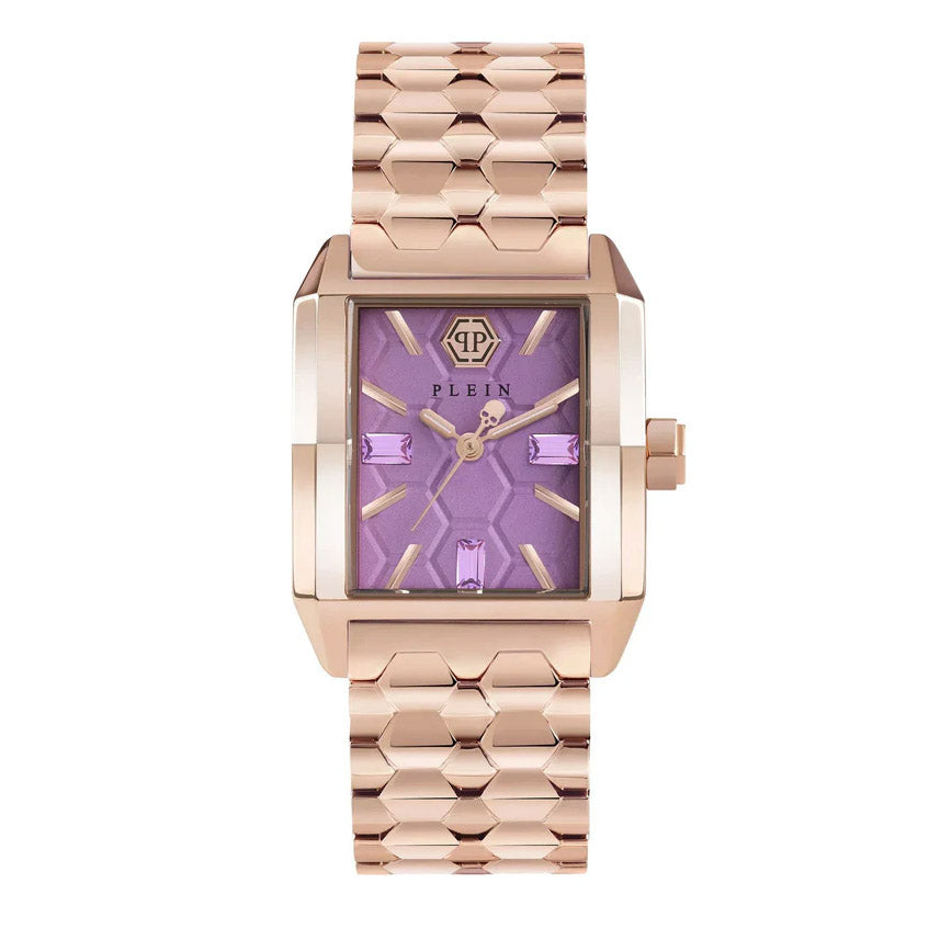 Philipp Plein Ladies Watch Offshore Square Lilac Rose Gold