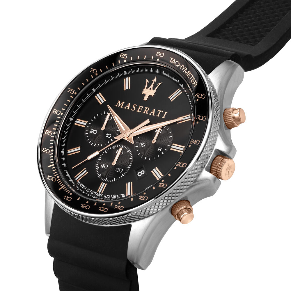 Maserati Men's Black Sfida Watch