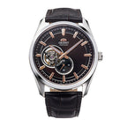 Orient Semi Skeleton Open Heart Men's Black Watch