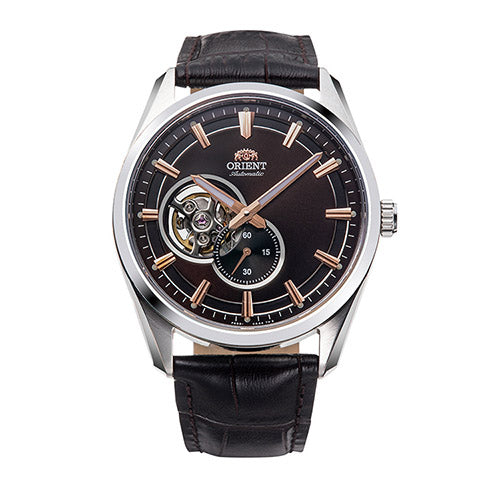 Orient Semi Skeleton Open Heart Men's Black Watch