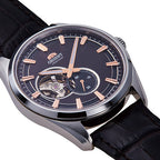 Orient Semi Skeleton Open Heart Men's Black Watch