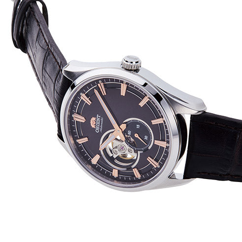 Orient Semi Skeleton Open Heart Men's Black Watch