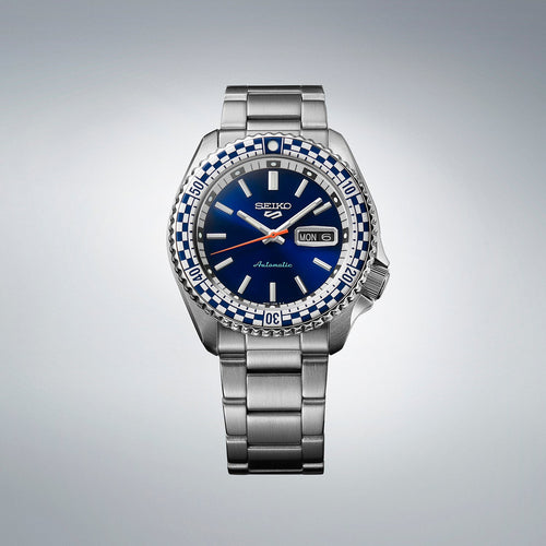 Seiko 5 Sports Men's Petrol Blue Checker Flag Special Edition