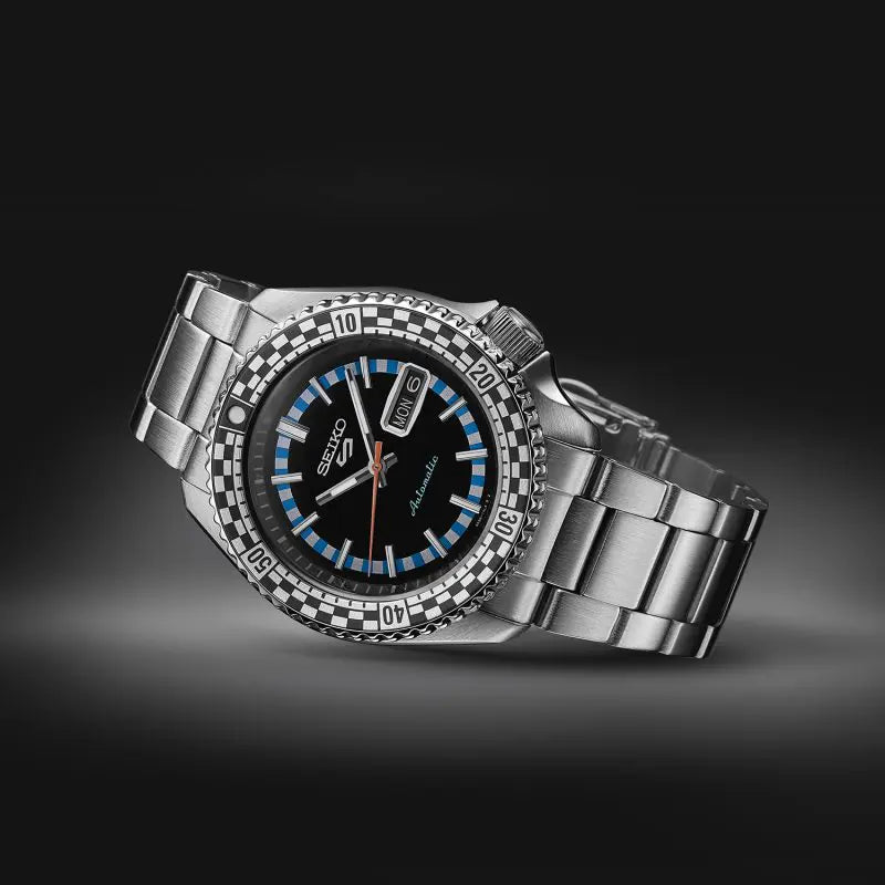 Seiko 5 Sports Men's Black/White Checker Flag Special Edition Watch