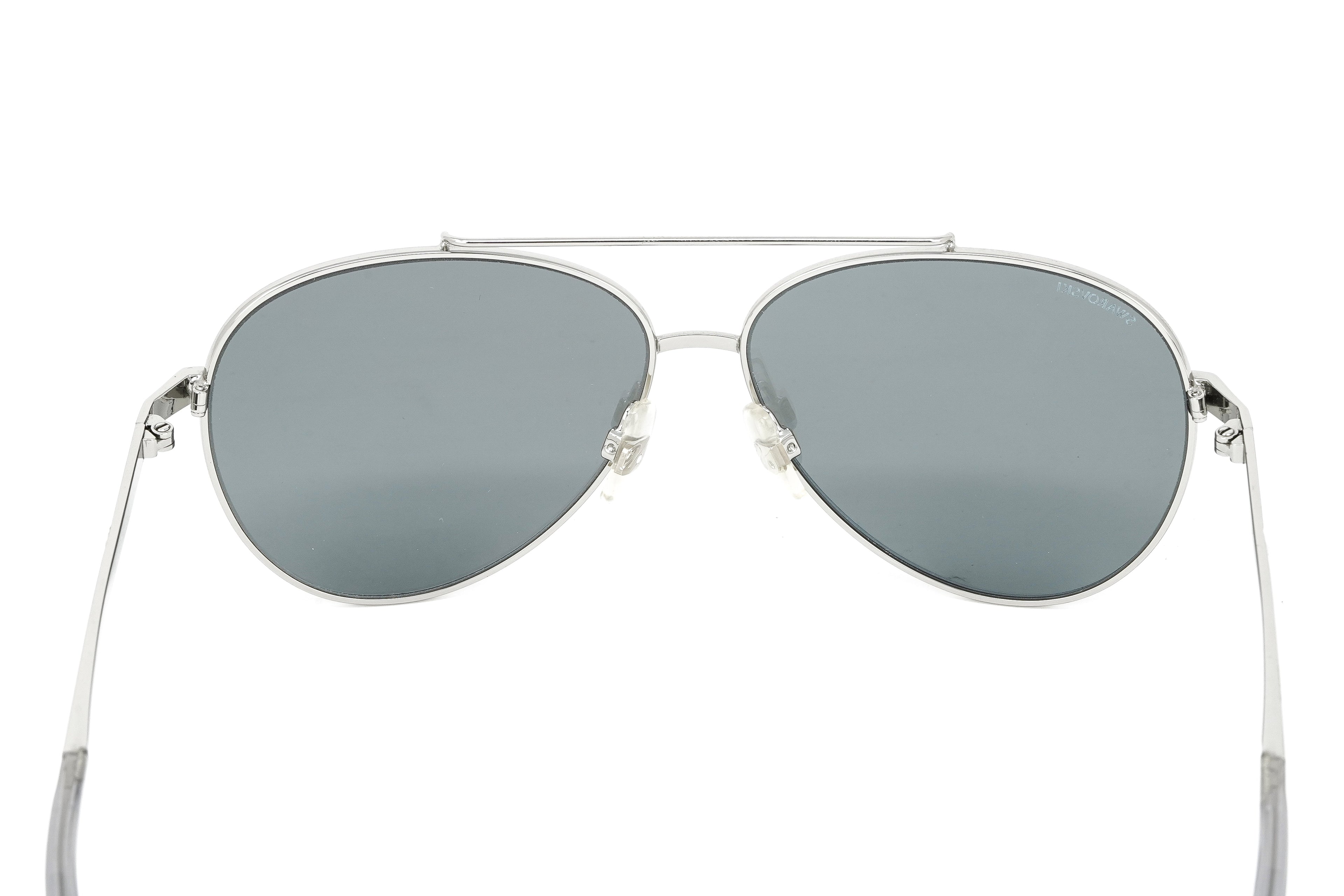 Swarovski Unisex Sunglasses Pilot Silver Mirrored Grey
