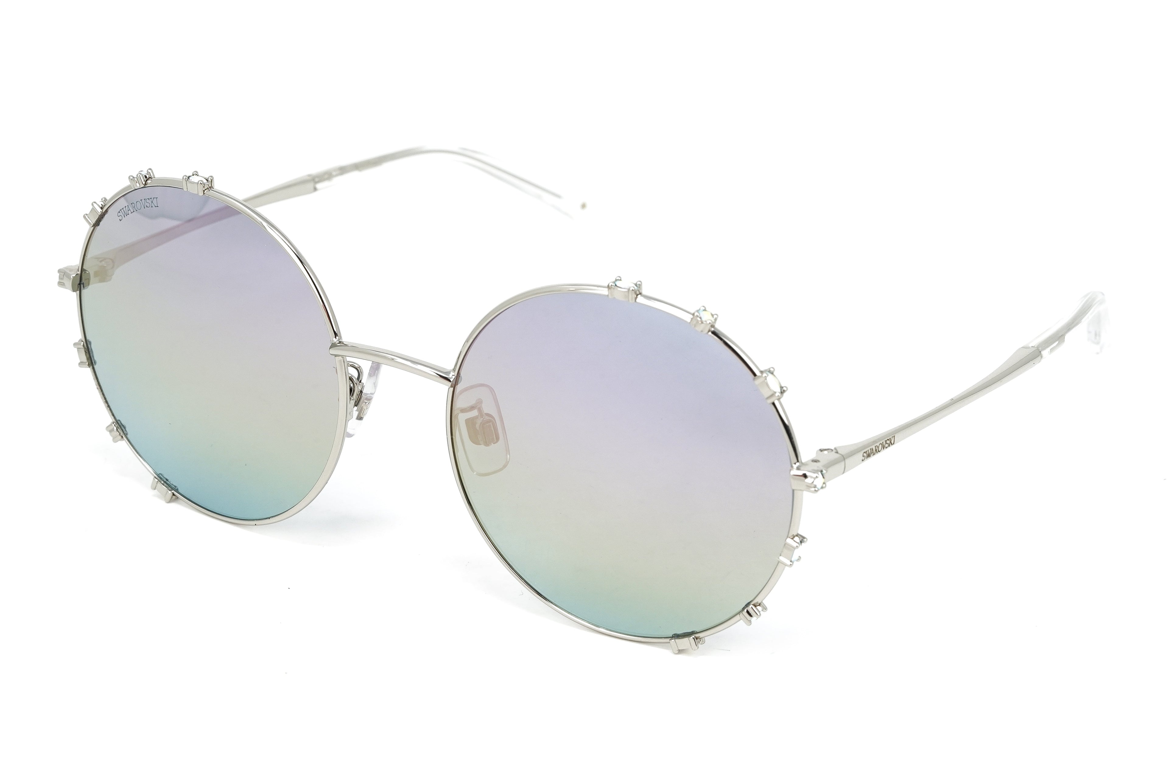 Swarovski Women's Sunglasses Round Gradient Light Purple/Aqua Mirror