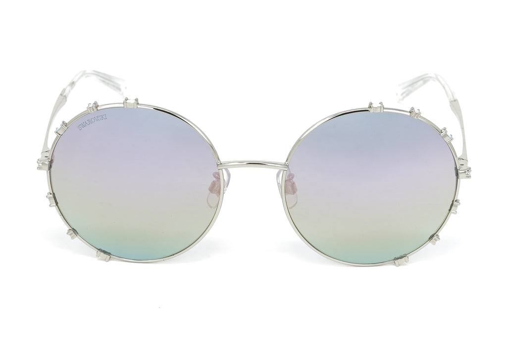Swarovski Women's Sunglasses Round Gradient Light Purple/Aqua Mirror