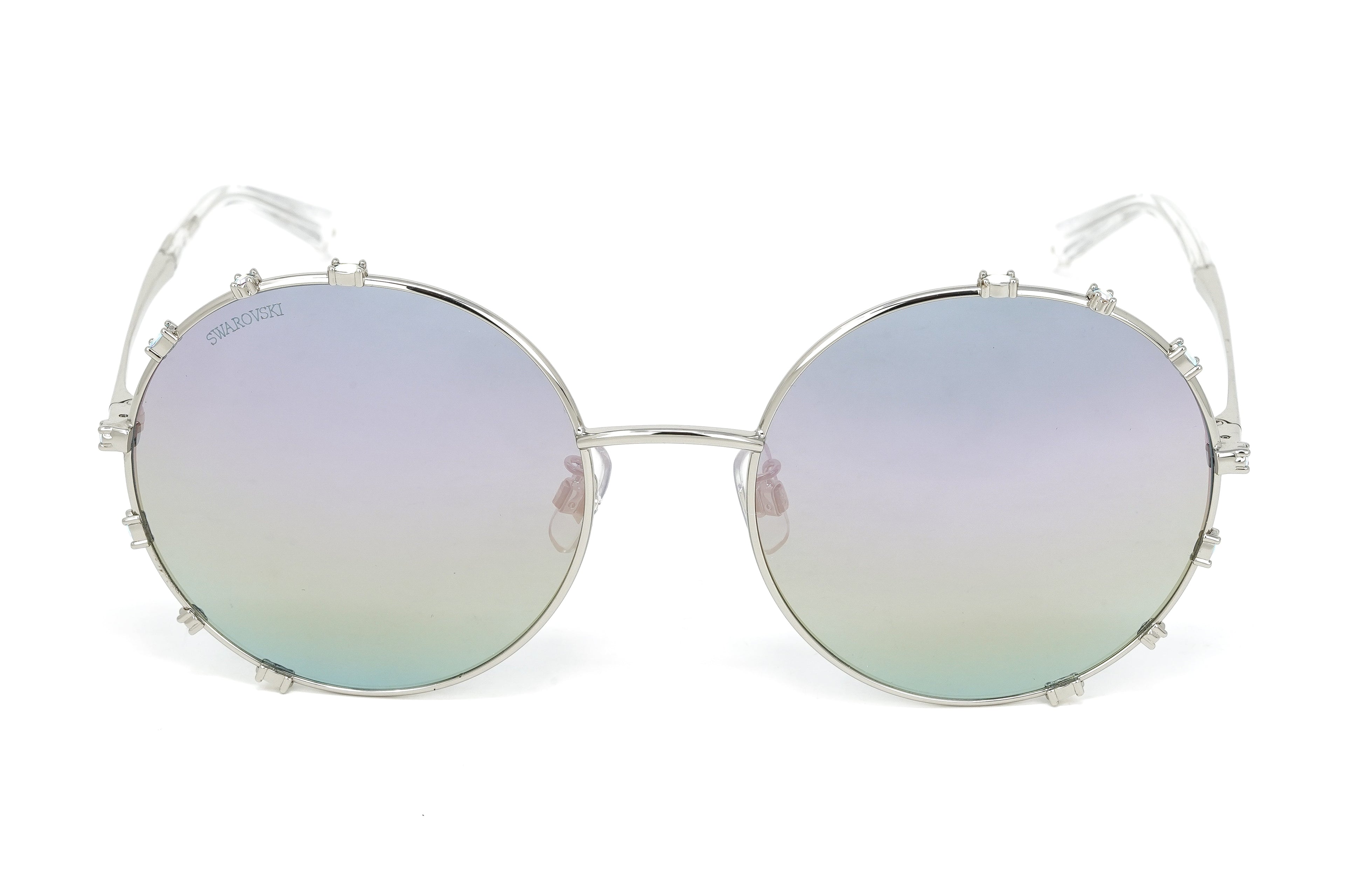 Swarovski Women's Sunglasses Round Gradient Light Purple/Aqua Mirror