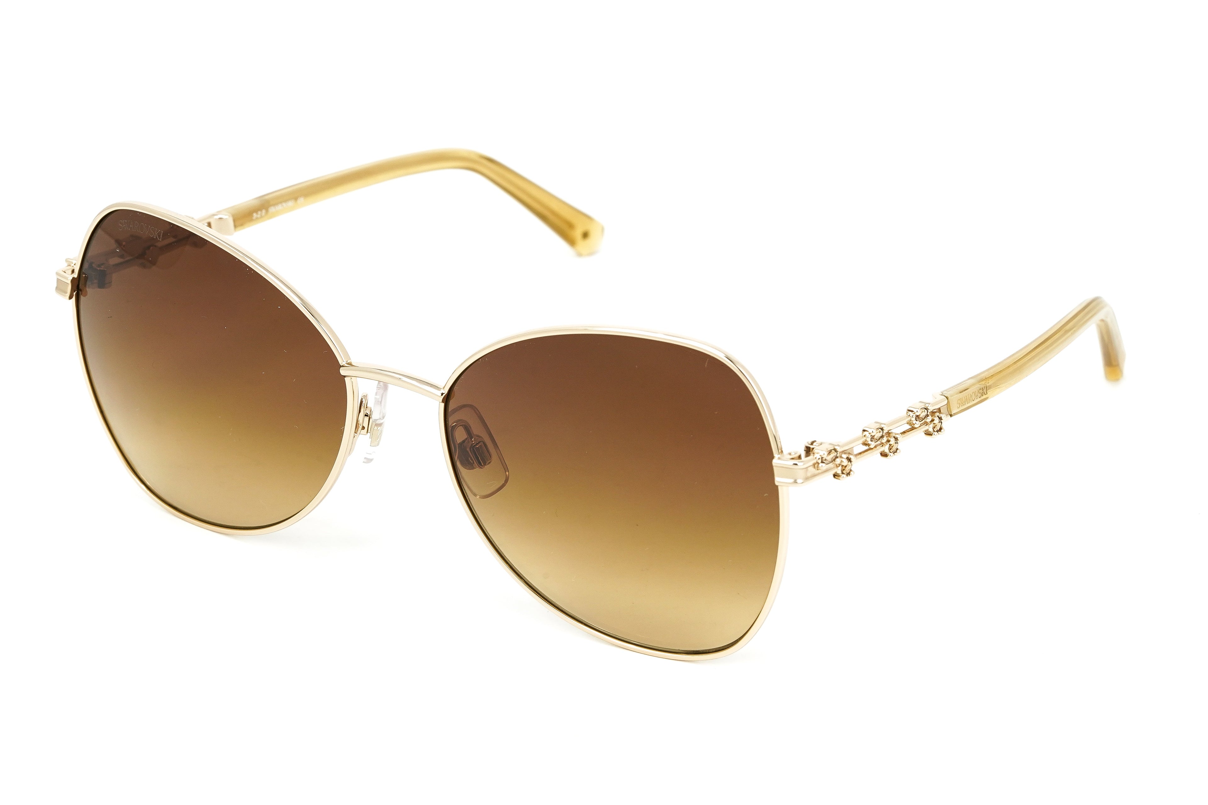 Swarovski Women's Sunglasses Butterfly Pilot Gold Brown