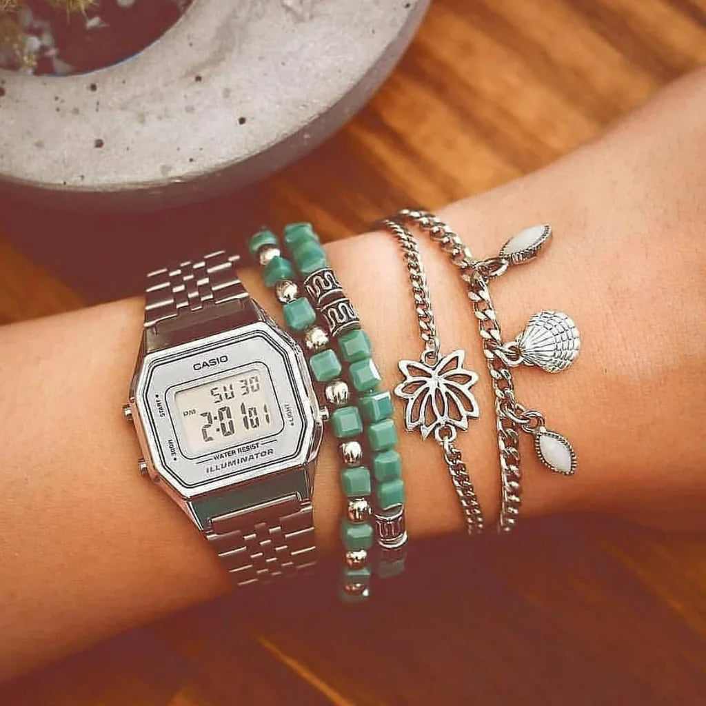 Casio Ladies Watch Digital Vintage Classic Grey Silver