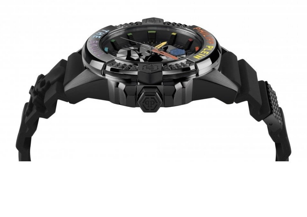 Philipp Plein Mens Watch The Skull Black Rainbow