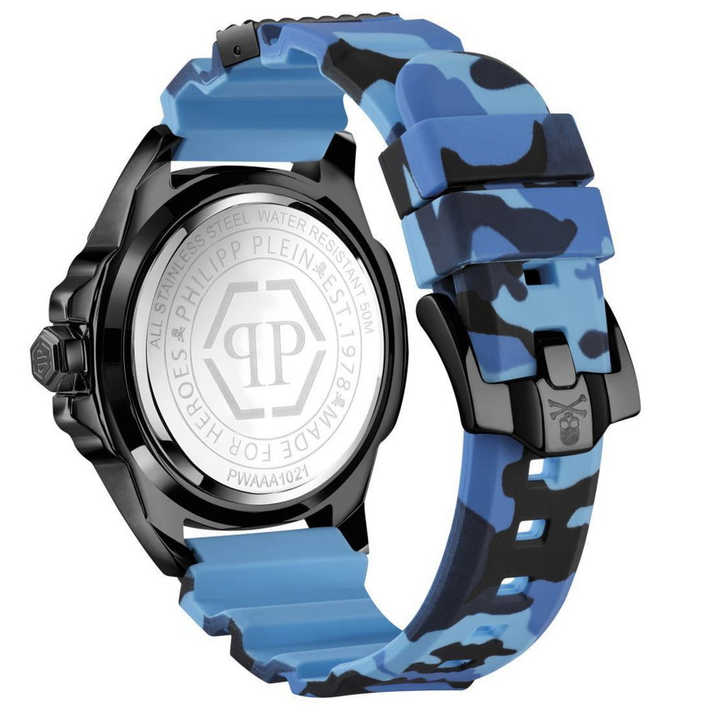 Philipp Plein Mens Watch The Skull Blue Camo