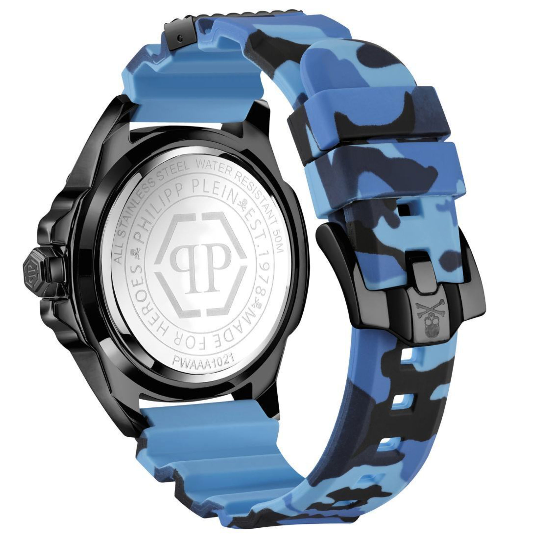 Philipp Plein Mens Watch The Skull Blue Camo