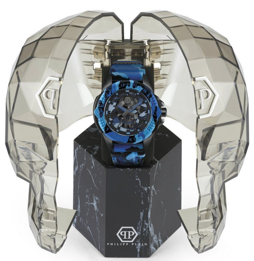 Philipp Plein Mens Watch The Skull Blue Camo