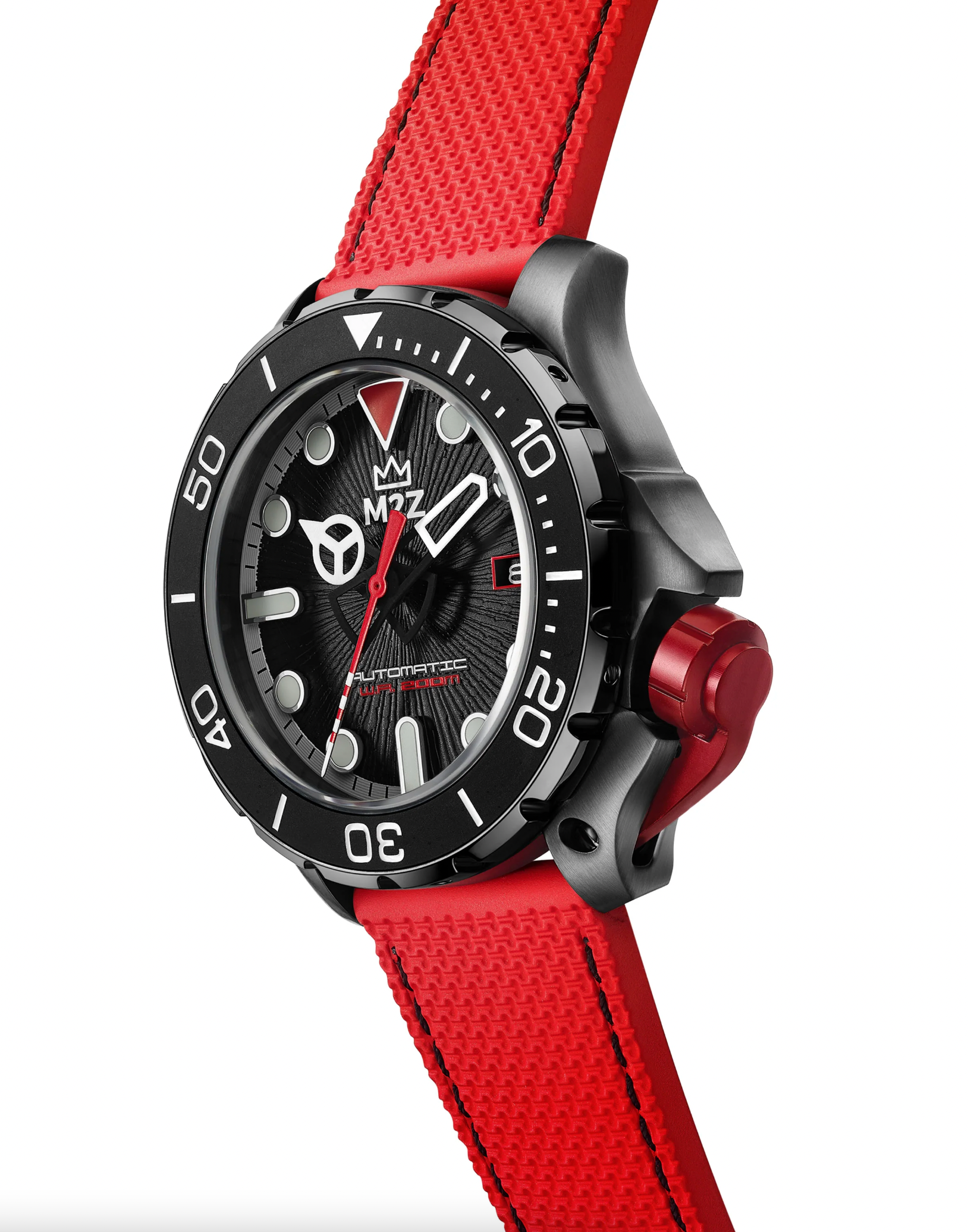 M2Z Men's Diver 200 Red IP Gun Watch