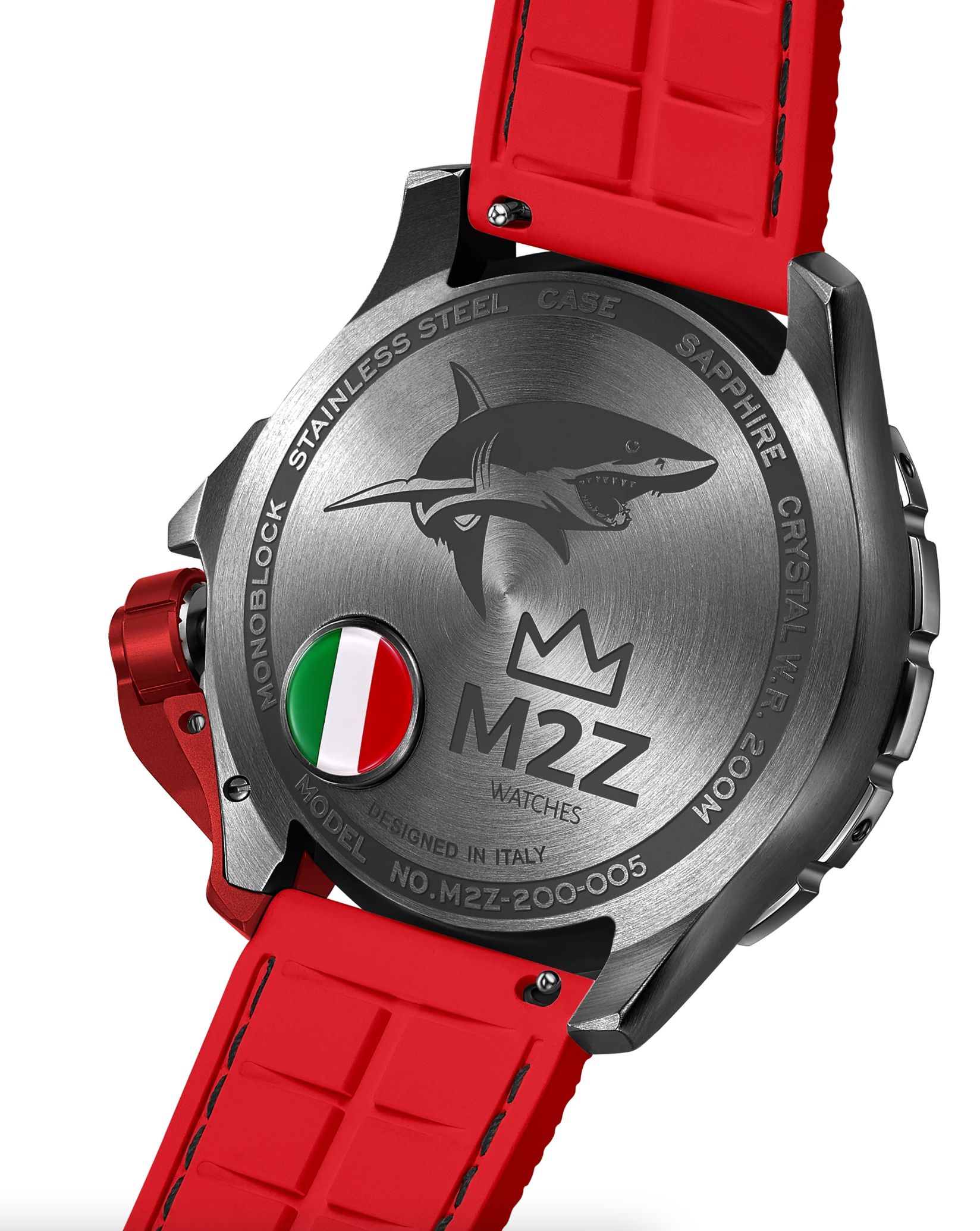 M2Z Men's Diver 200 Red IP Gun Watch