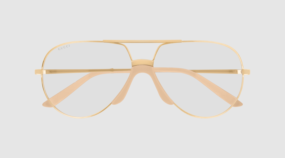 Gucci Unisex Sunglasses Oversized Pilot Gold