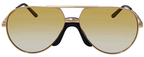 Gucci Unisex Sunglasses Oversized Pilot Yellow Gold