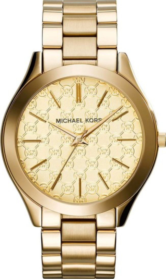 Michael Kors Ladies Slim Runway Gold Motif Watch