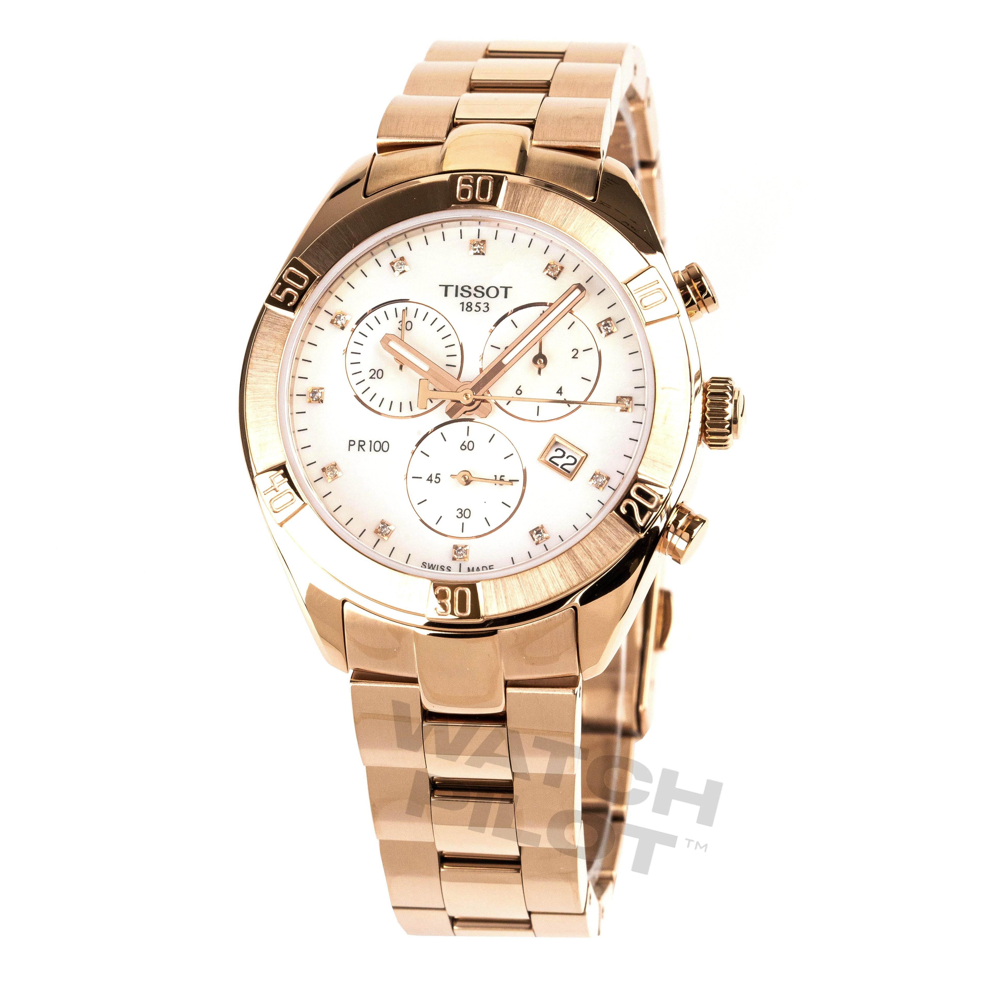 Tissot Ladies Watch PR 100 Sport Chronograph 38mm  White Rose Gold