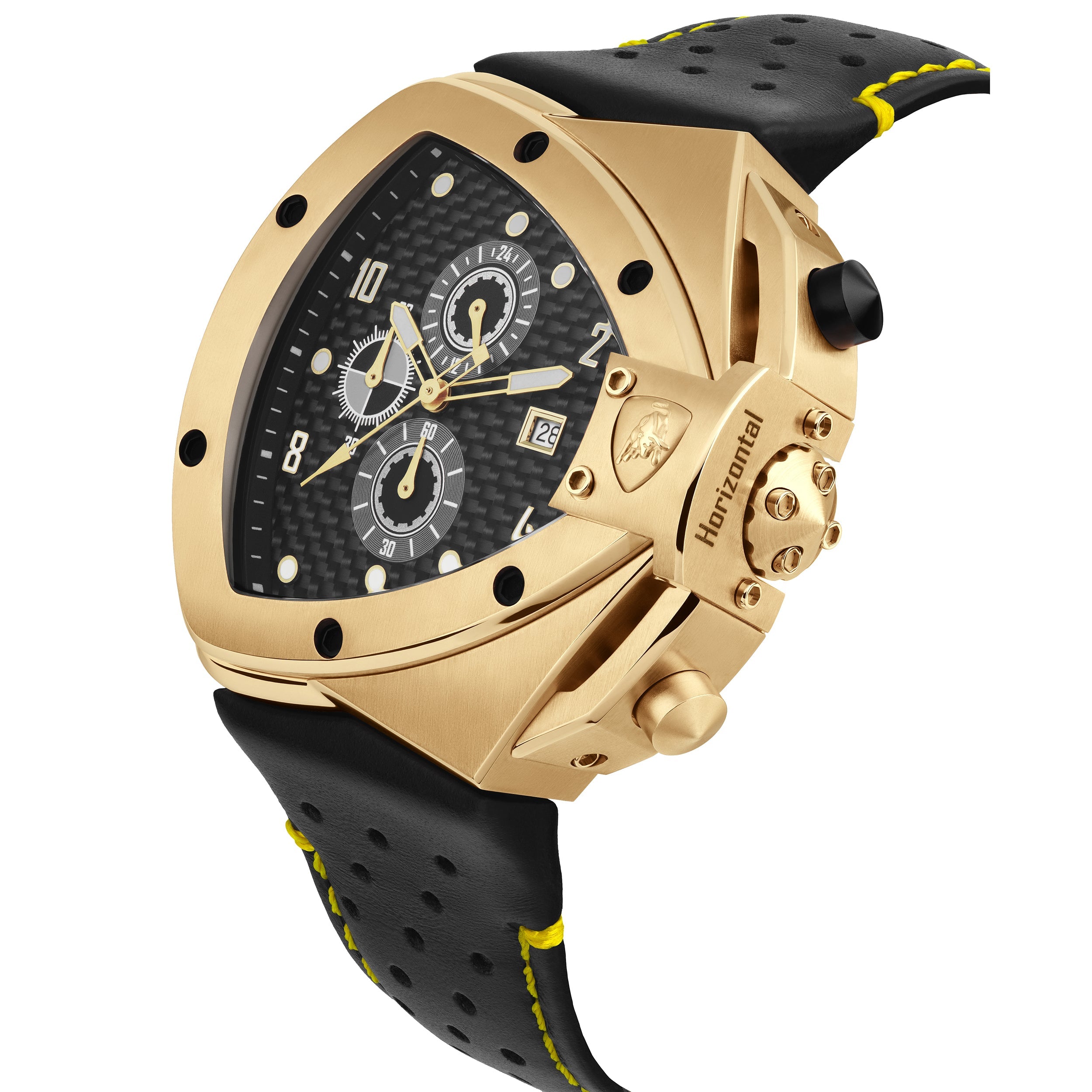 Tonino Lamborghini Spyder Horizontal Men's Black Gold Chronograph Watch