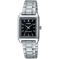 Casio Ladies' Rectangular Black Silver Watch