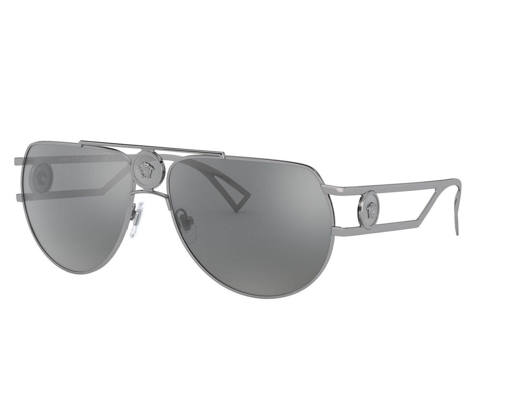 Versace Men's Sunglasses Medusa Pilot Silver Mirror