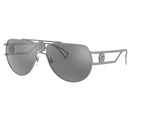 Versace Men's Sunglasses Medusa Pilot Silver Mirror