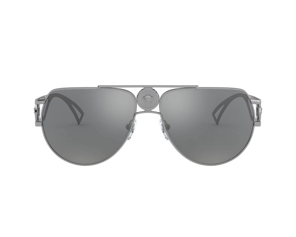 Versace Men's Sunglasses Medusa Pilot Silver Mirror