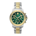 Versace Men's Watch New Chrono 45mm Green Two-Tone Bracelet