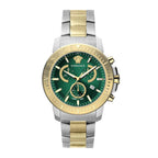 Versace Men's Watch New Chrono 45mm Green Two-Tone Bracelet