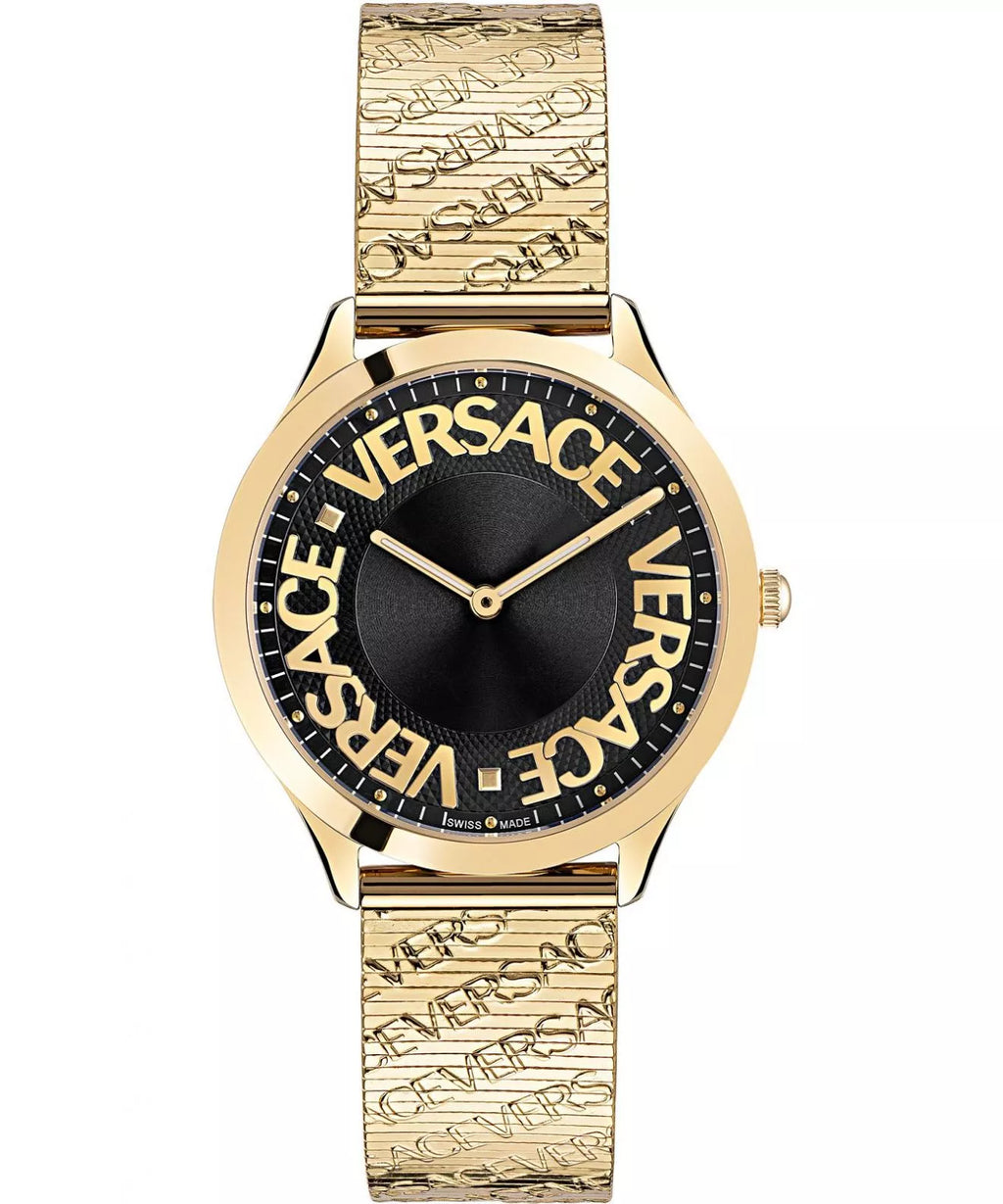 Versace Ladies Watch Logo Halo Gold Milanese Bracelet
