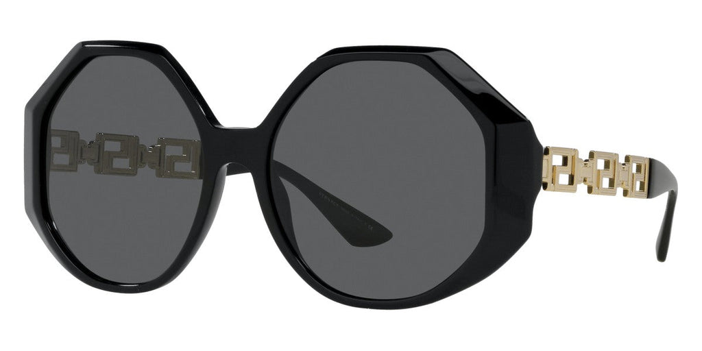 Versace Women's Sunglasses Oversized Hexagonal Black/Gold