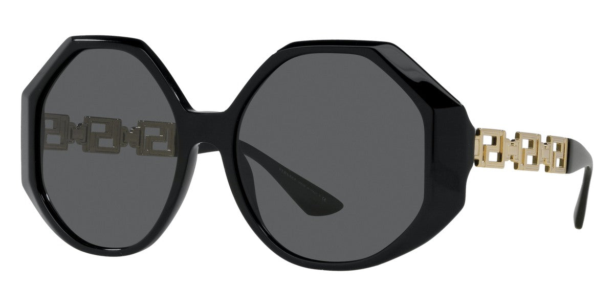 Versace Women's Sunglasses Oversized Hexagonal Black/Gold