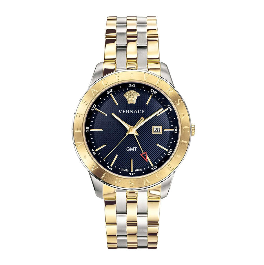 Versace Men's Watch Univers GMT Blue Two-Tone Bracelet