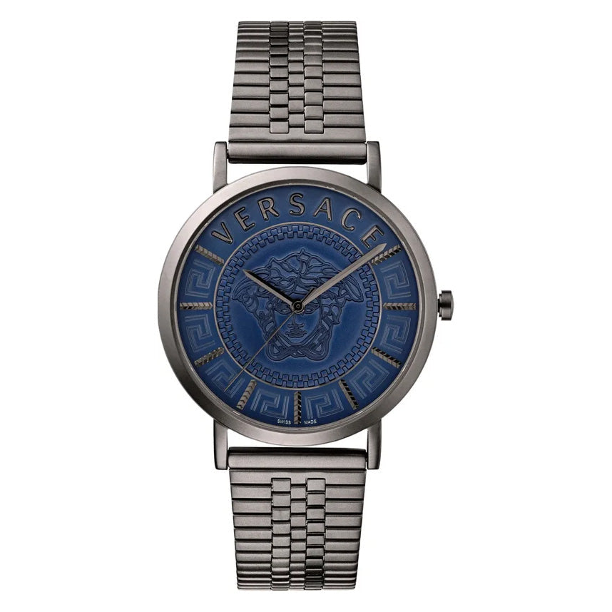 Versace Men's Watch V-Essential Blue Black Bracelet