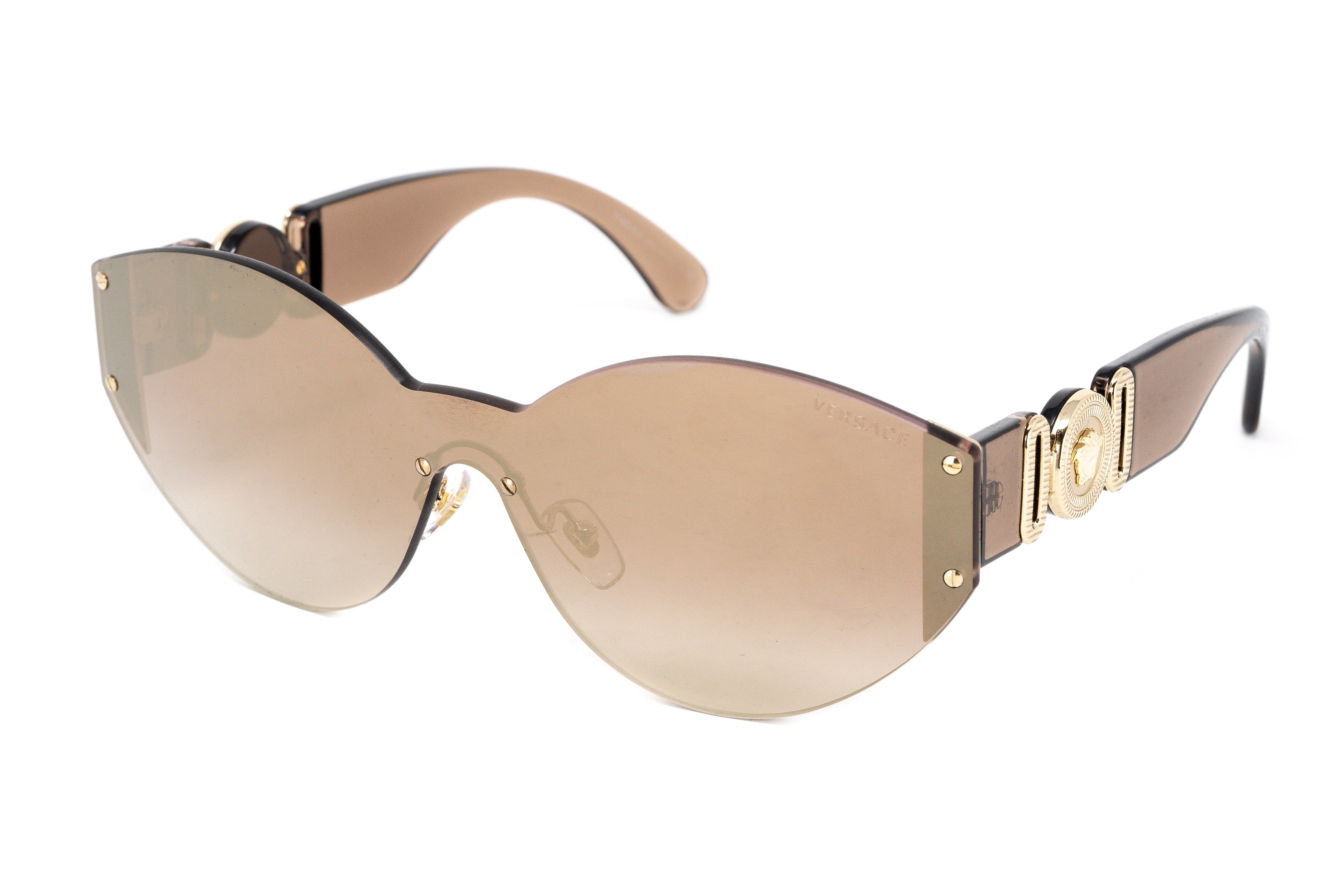 Versace Women's Sunglasses Rimless Cat Eye Beige