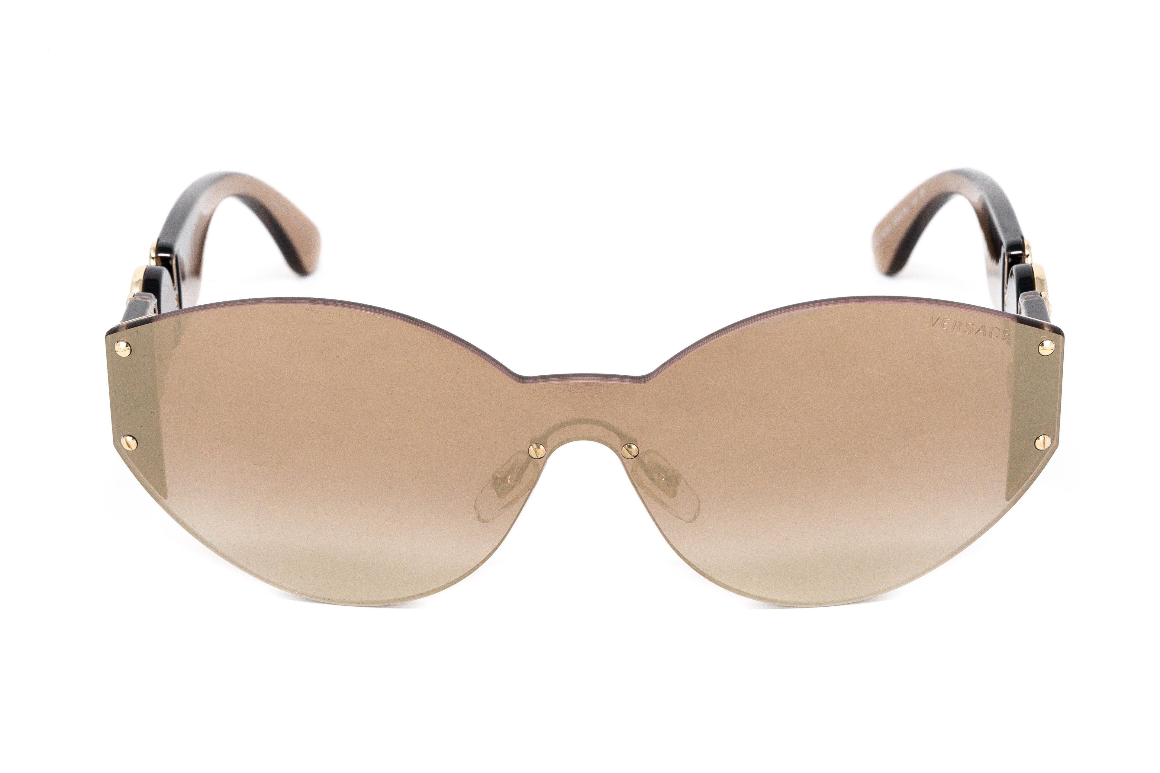 Versace Women's Sunglasses Rimless Cat Eye Beige