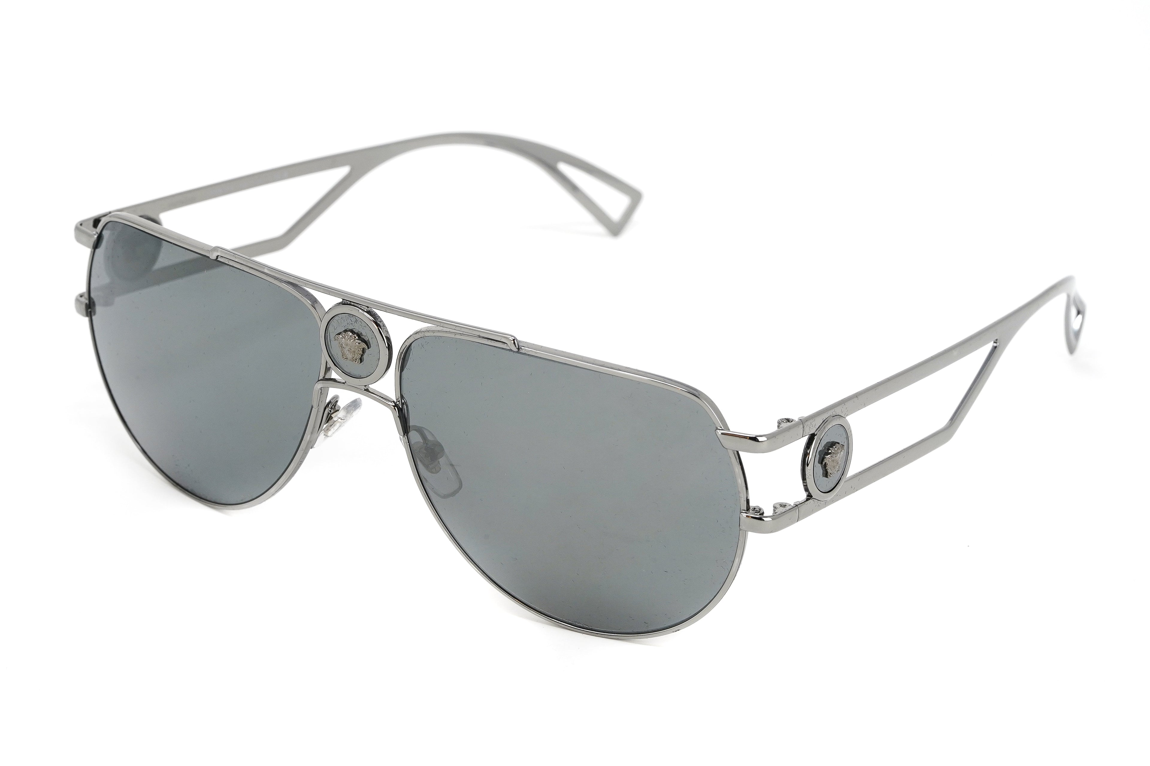 Versace Men's Sunglasses Medusa Pilot Silver Mirror