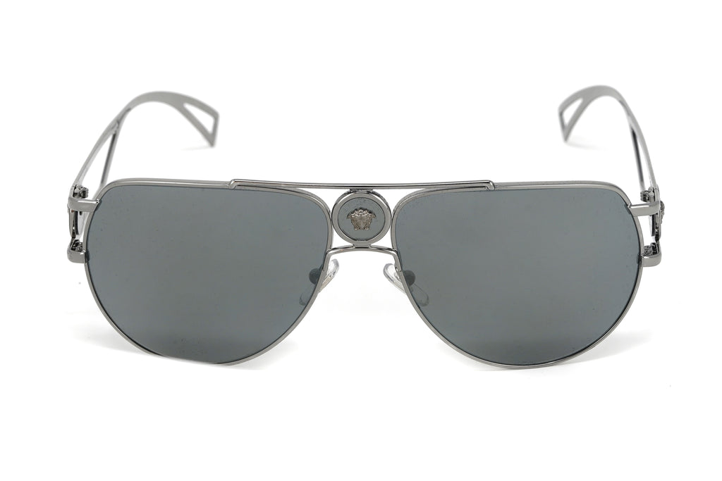 Versace Men's Sunglasses Medusa Pilot Silver Mirror