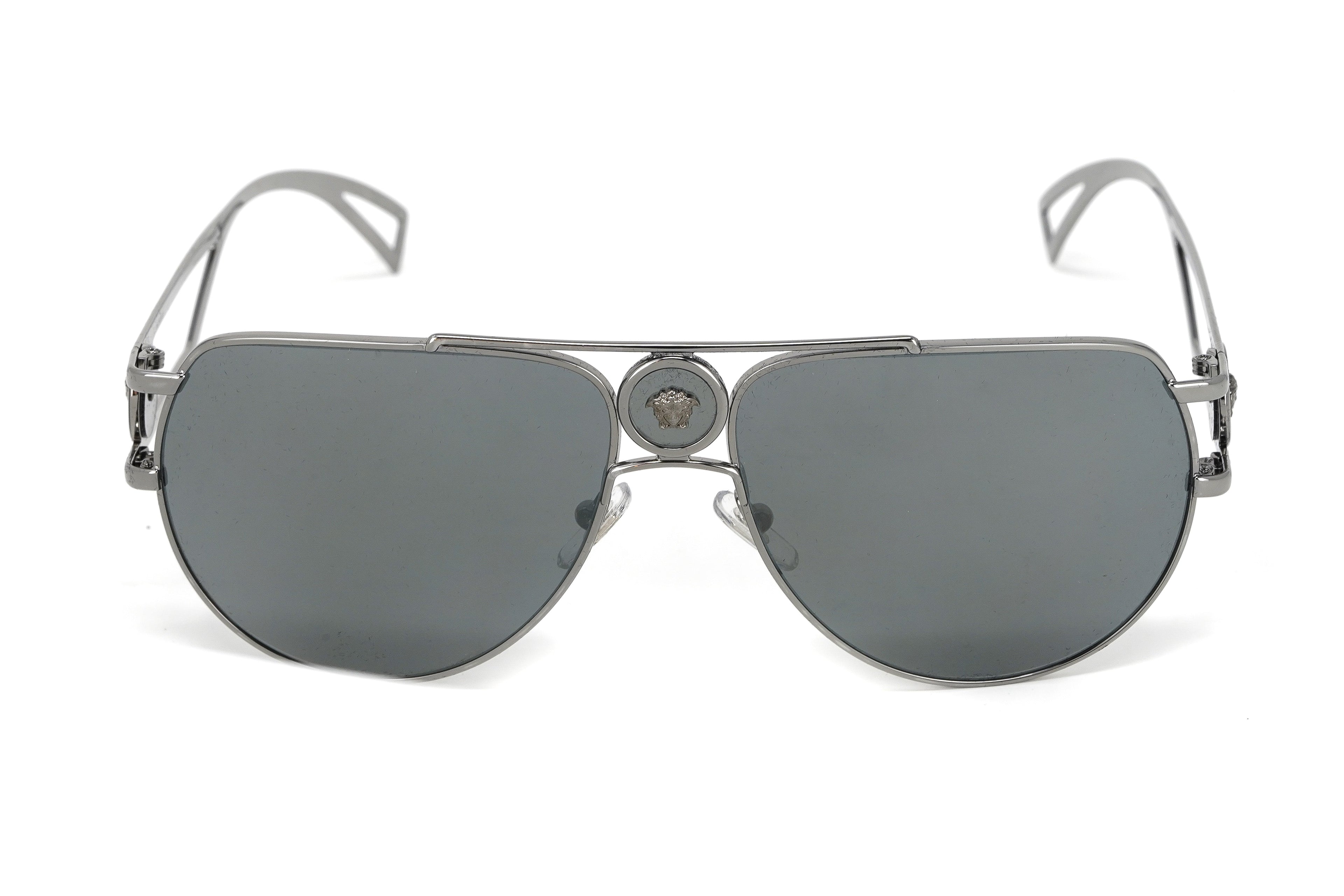 Versace Men's Sunglasses Medusa Pilot Silver Mirror
