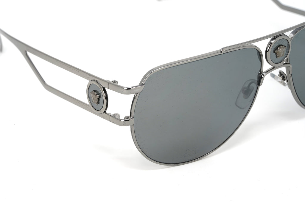 Versace Men's Sunglasses Medusa Pilot Silver Mirror