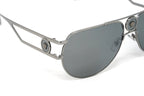 Versace Men's Sunglasses Medusa Pilot Silver Mirror