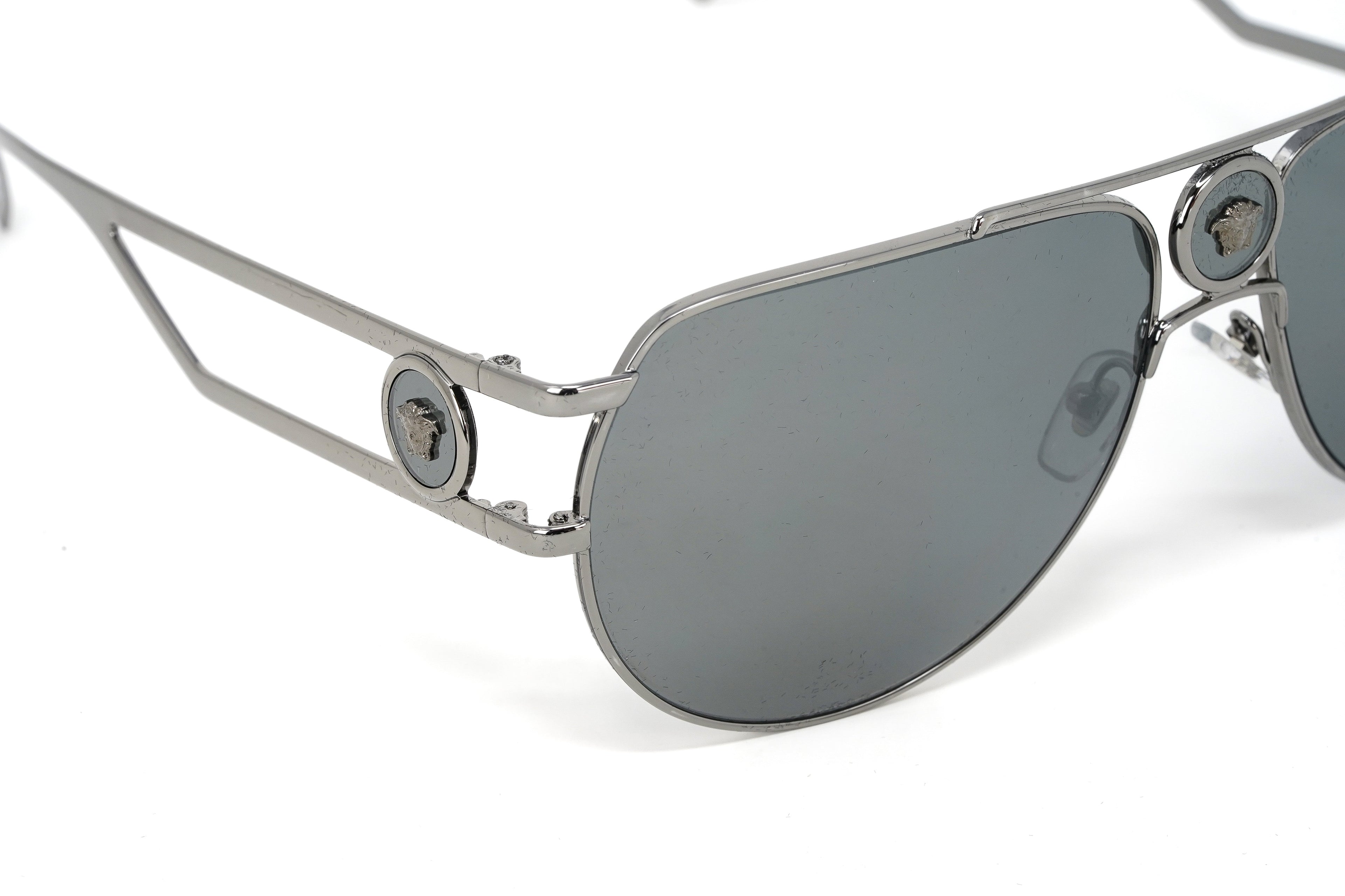 Versace Men's Sunglasses Medusa Pilot Silver Mirror