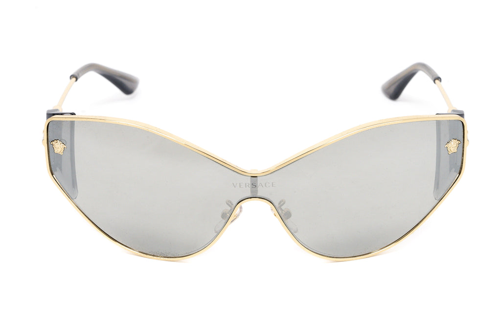 Versace Women's Sunglasses Cat Eye Pale Gold Silver Mirror