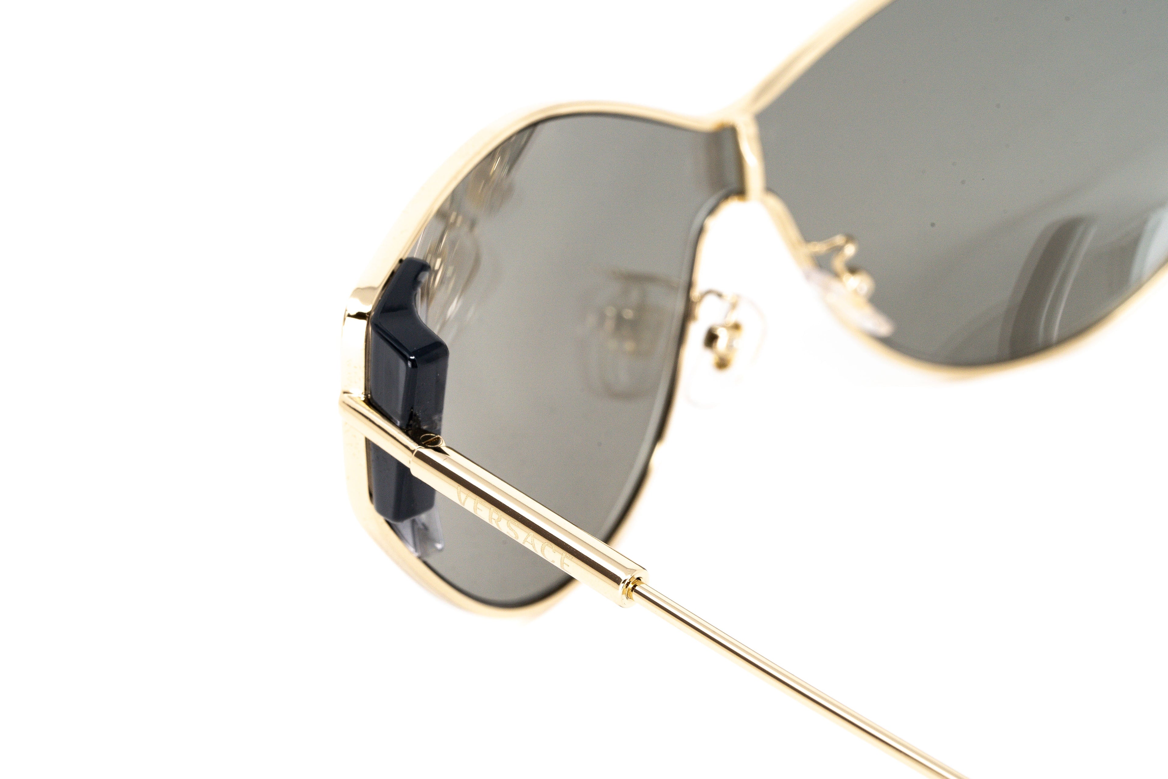 Versace Women's Sunglasses Cat Eye Pale Gold Silver Mirror