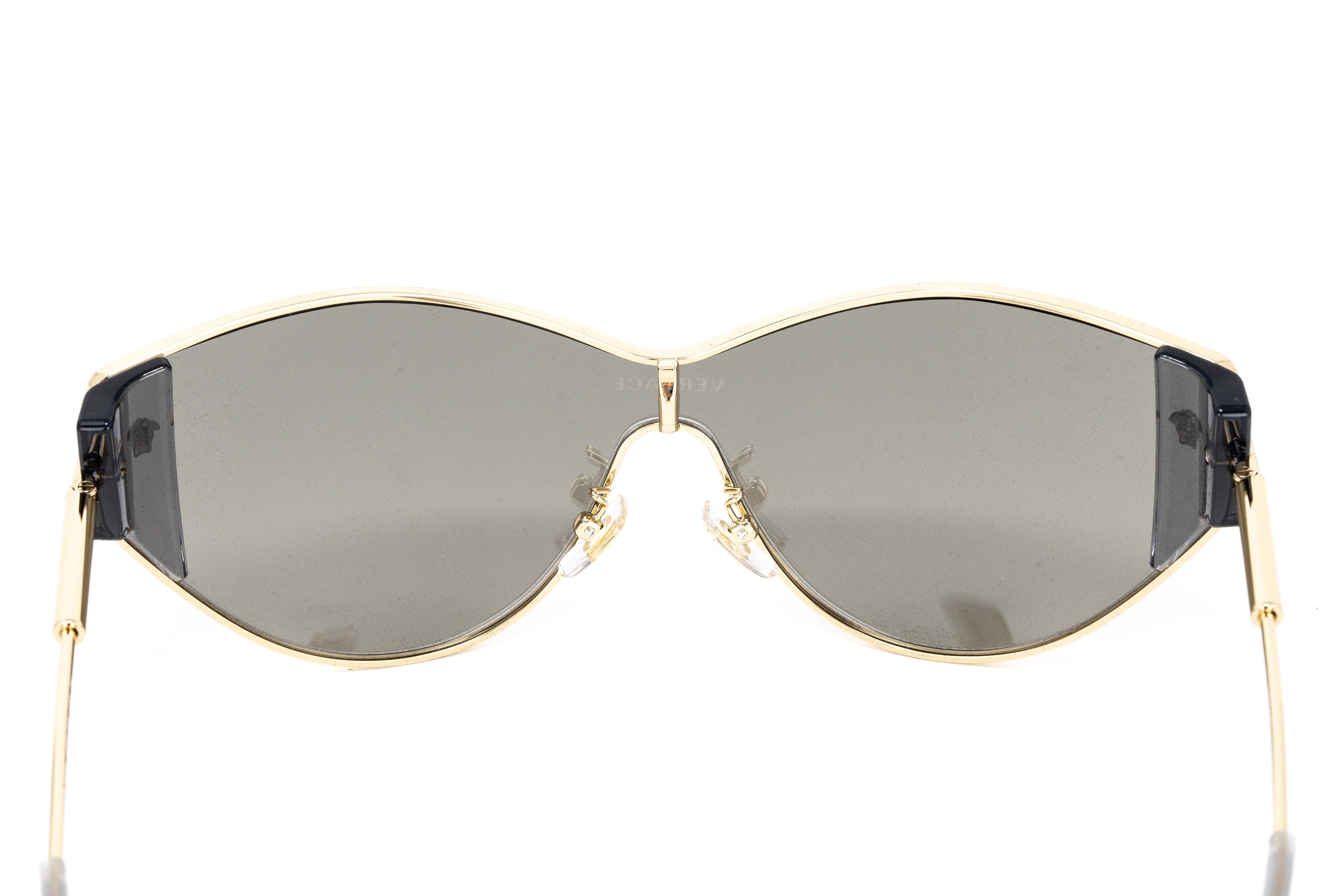 Versace Women's Sunglasses Cat Eye Pale Gold Silver Mirror